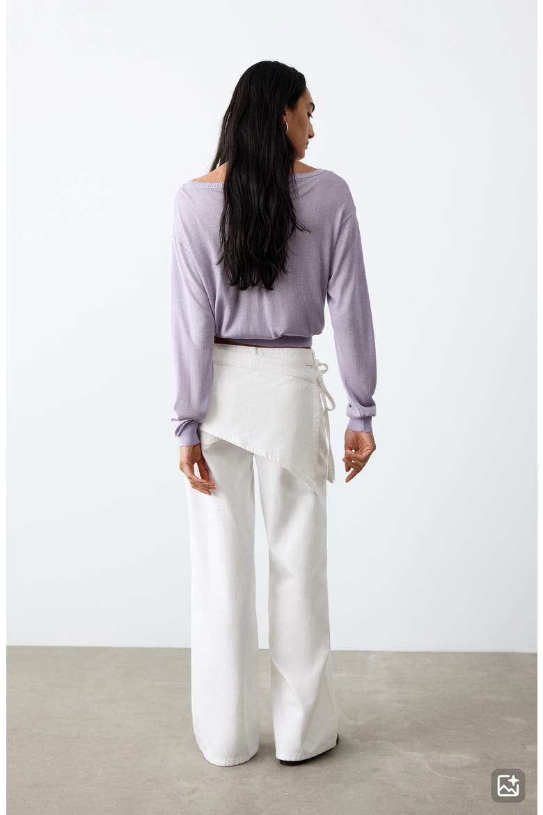 Removable Scarf Wide Leg Jeans, Alternate, color, OFF WHITE