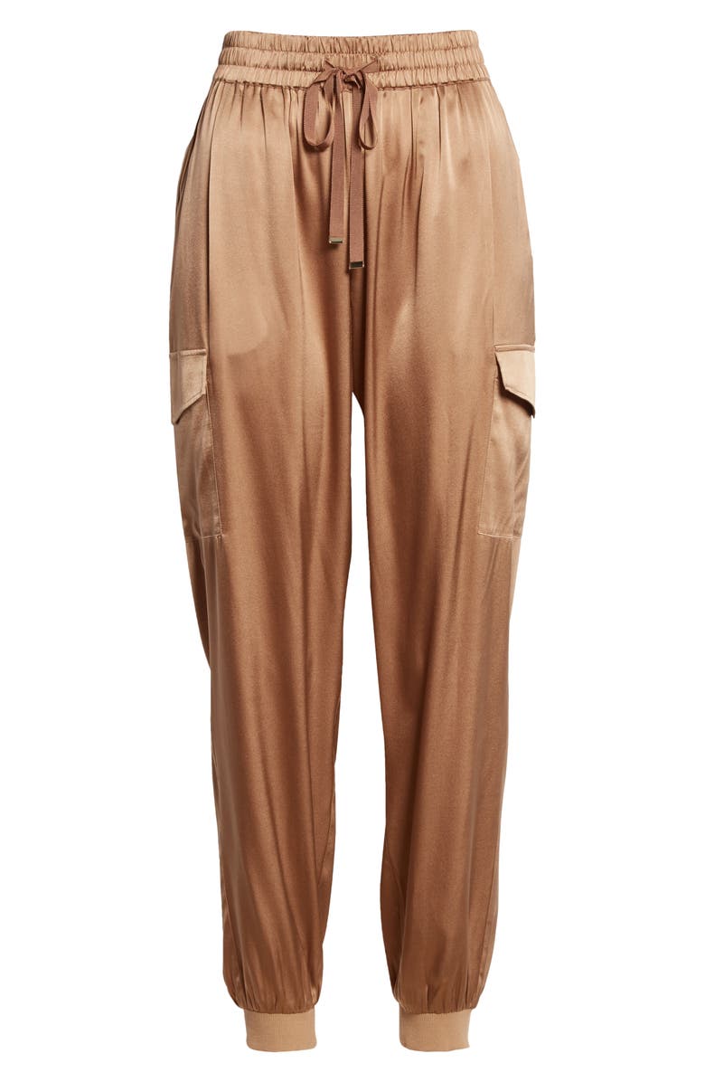 CAMI NYC Elsie Stretch Silk Joggers, Alternate, color, Beachwood