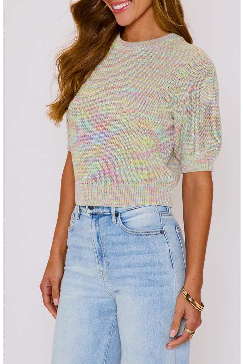 Eye Candy Mélange Puff Sleeve Cotton Sweater, Alternate, color, MULTI