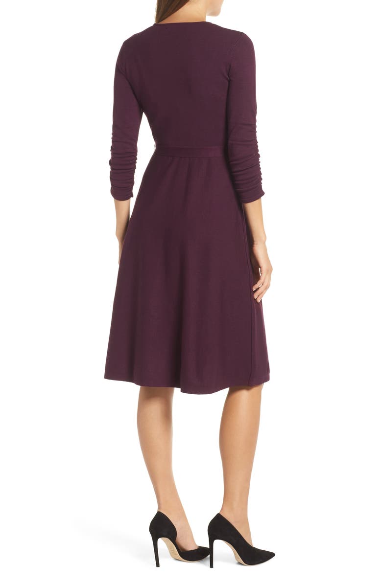 Eliza J Faux Wrap Sweater Dress, Alternate, color, 