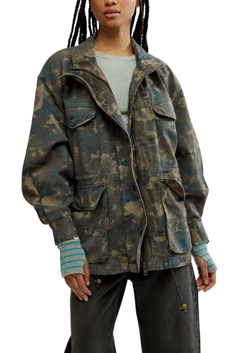 Free People Arya Camo Cotton Twill Utility Jacket, Main, color,