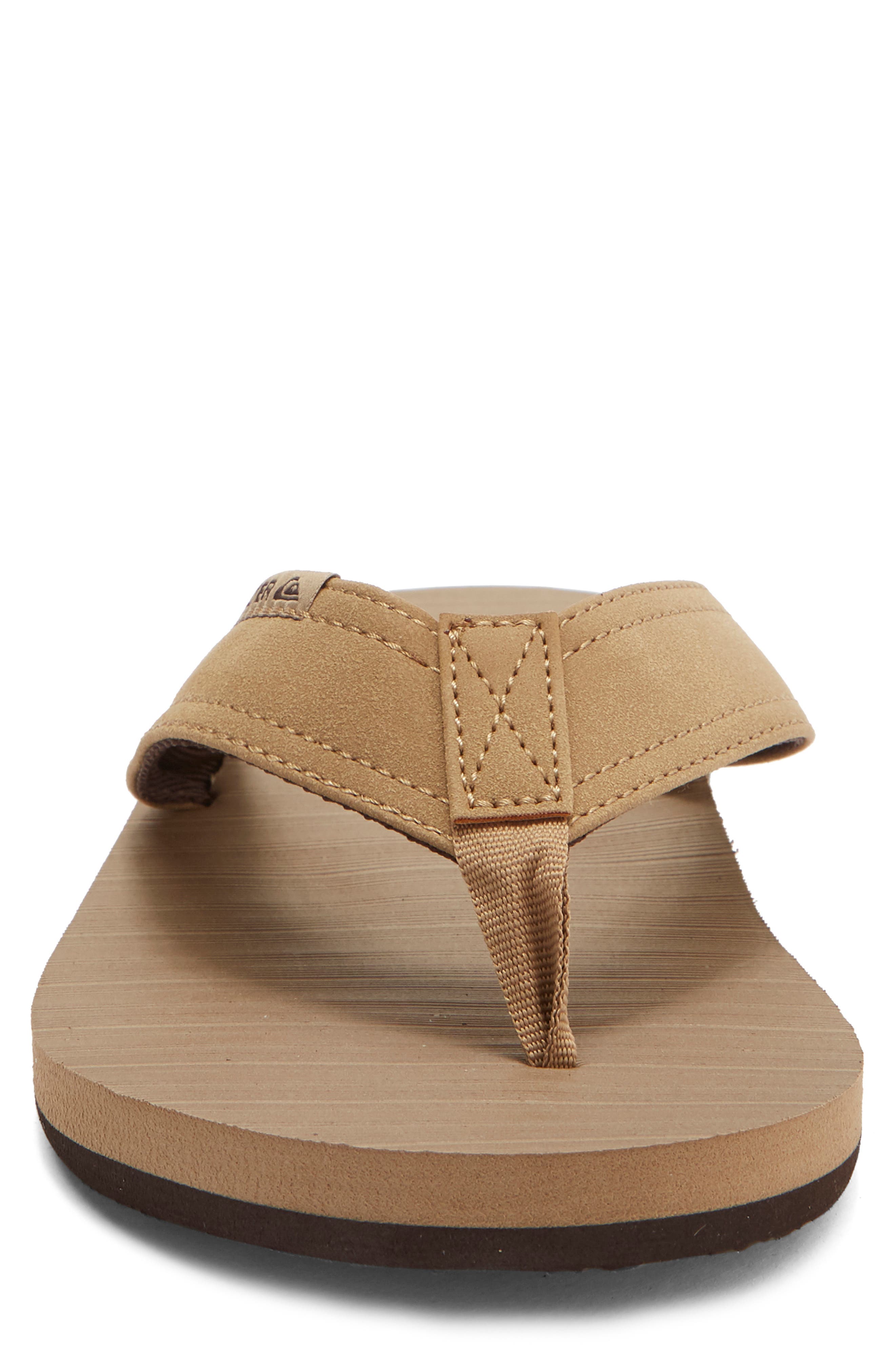 Quiksilver Carving Faux Suede Flip Flop Sandal, Alternate, color, Tan