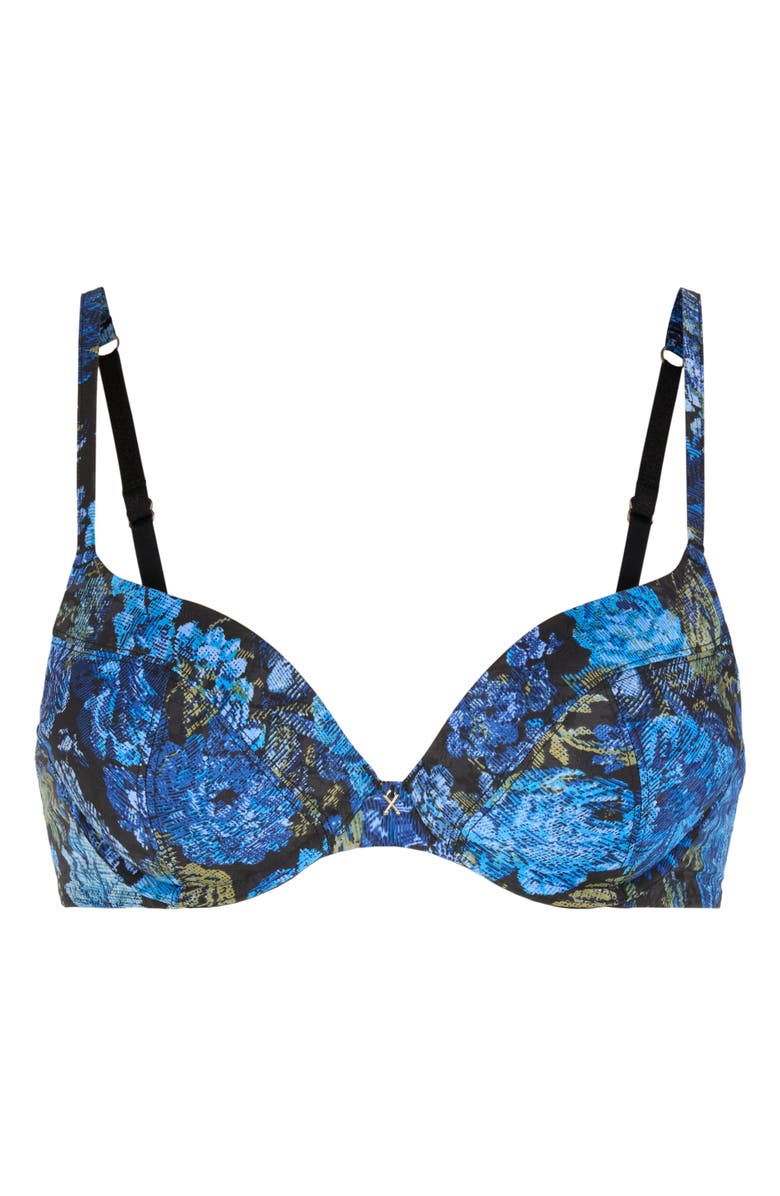 SAVAGE X FENTY Floral Rush Plunge Push-Up Bra, Alternate, color, Black Caviar Tapestry Print