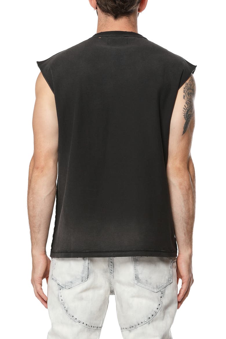 Distressed Sleeveless Graphic T-Shirt, Alternate, color, BLACK