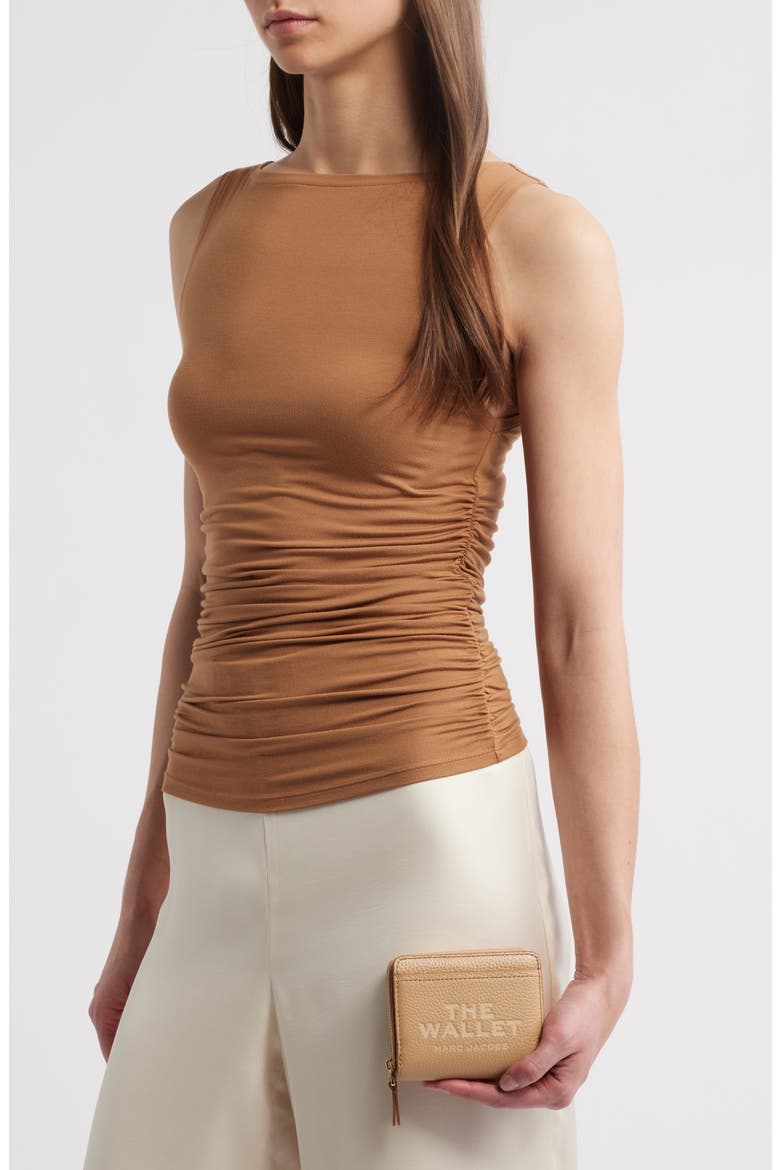 The Mini Leather Compact Wallet, Alternate, color, CAMEL