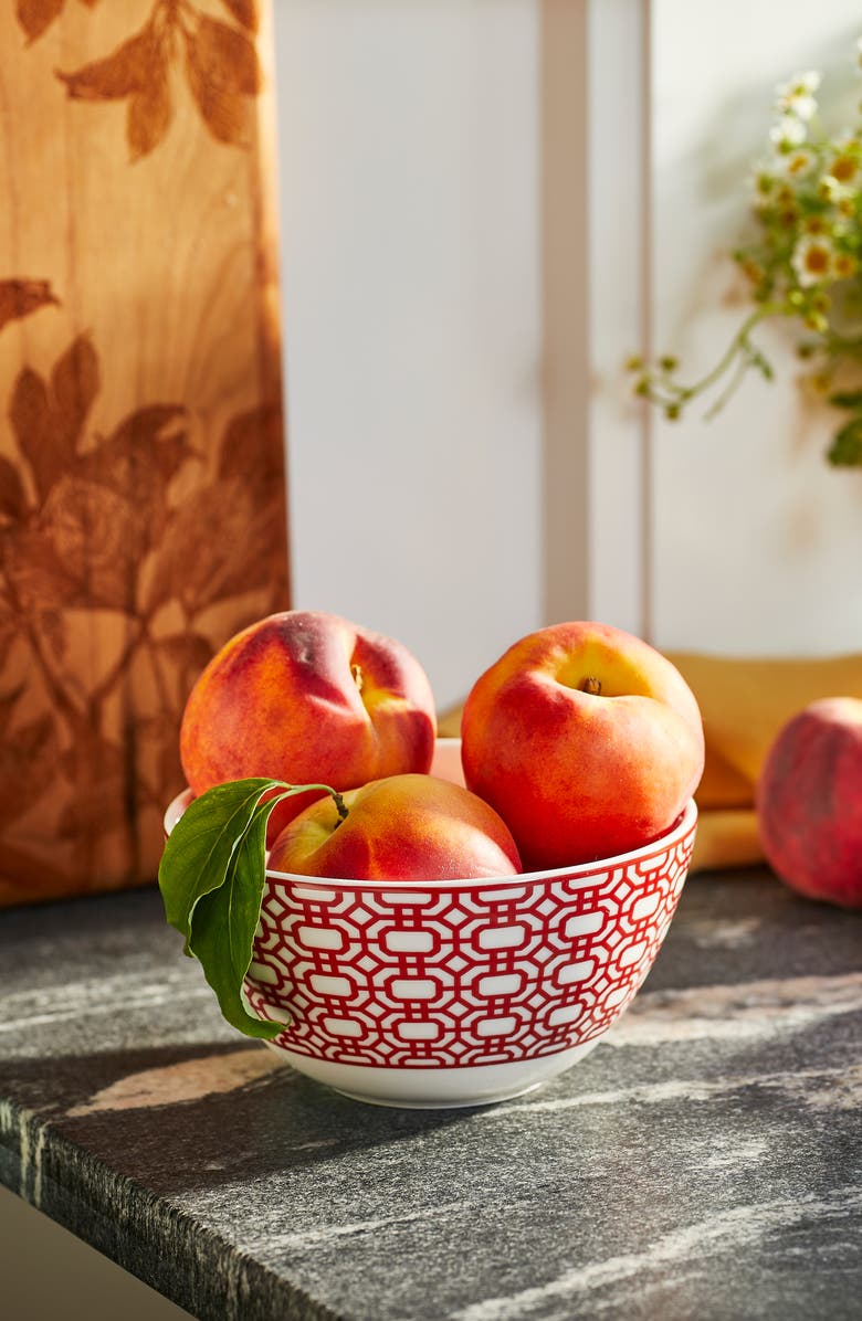 Caskata Newport Crimson Garden Gate Cereal Bowl - Porcelain - Set 4, Alternate, color, Red