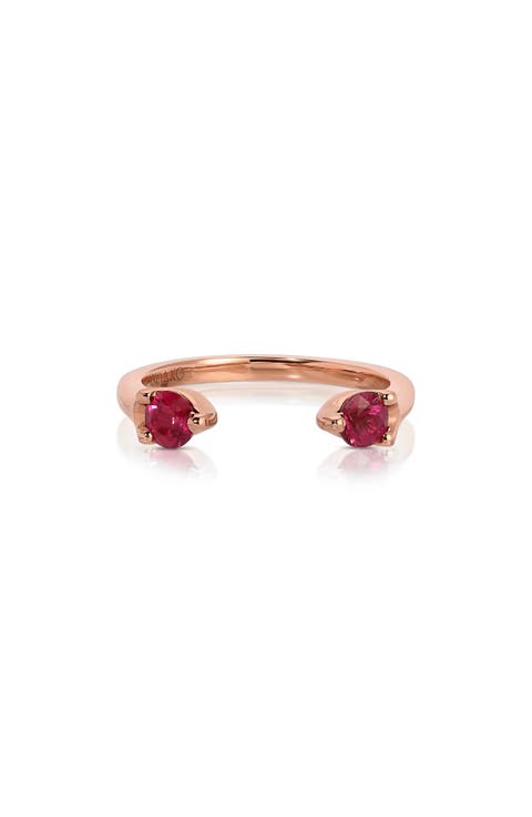 Orbit 18K Rose Gold & Ruby Open Ring