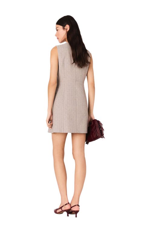 Maje Short Rhinestone Suit Dress In Gray