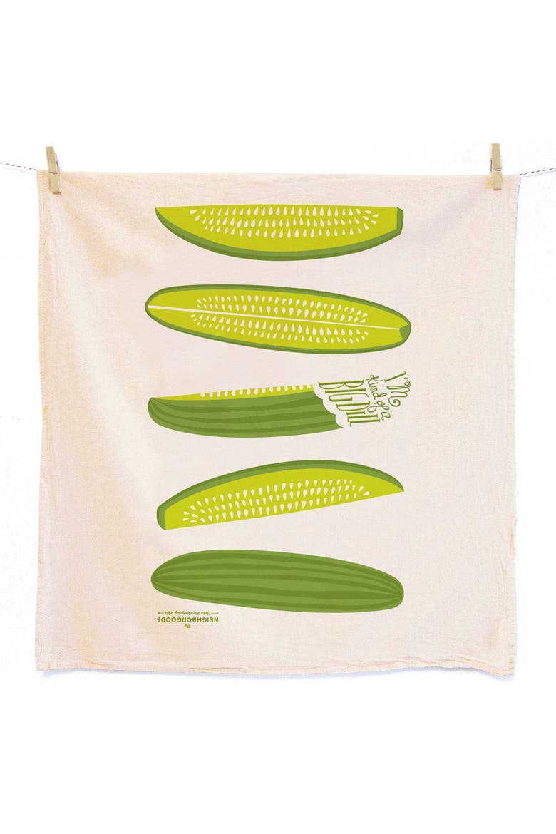 Pickle Dish Towel + Sponge Cloth Gift Set, Main, color, Green