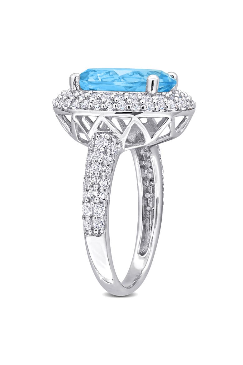Gemstone & White Sapphire Double Halo Ring, Alternate, color, Blue Topaz