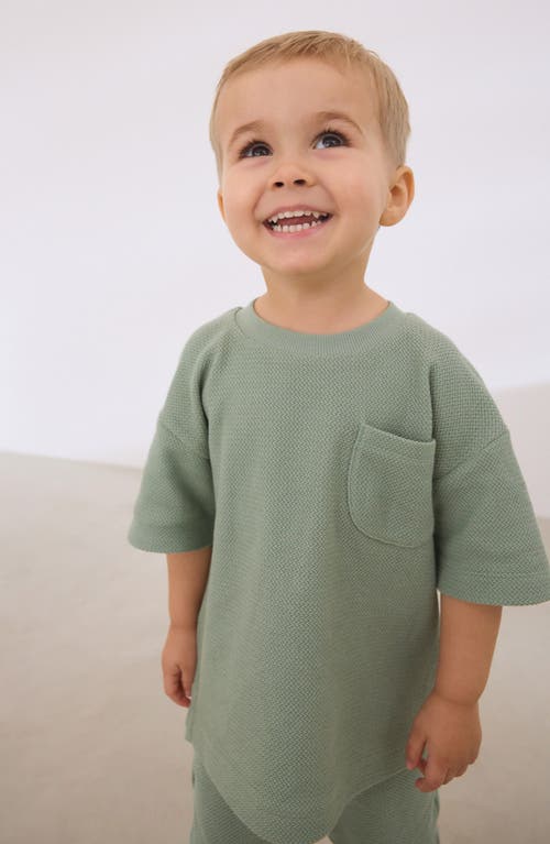 Next Kids' Textured Cotton Knit Pocket T-shirt & Shorts Set