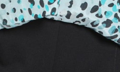 Apny Print Surplice Neck Top In Aqua Multi
