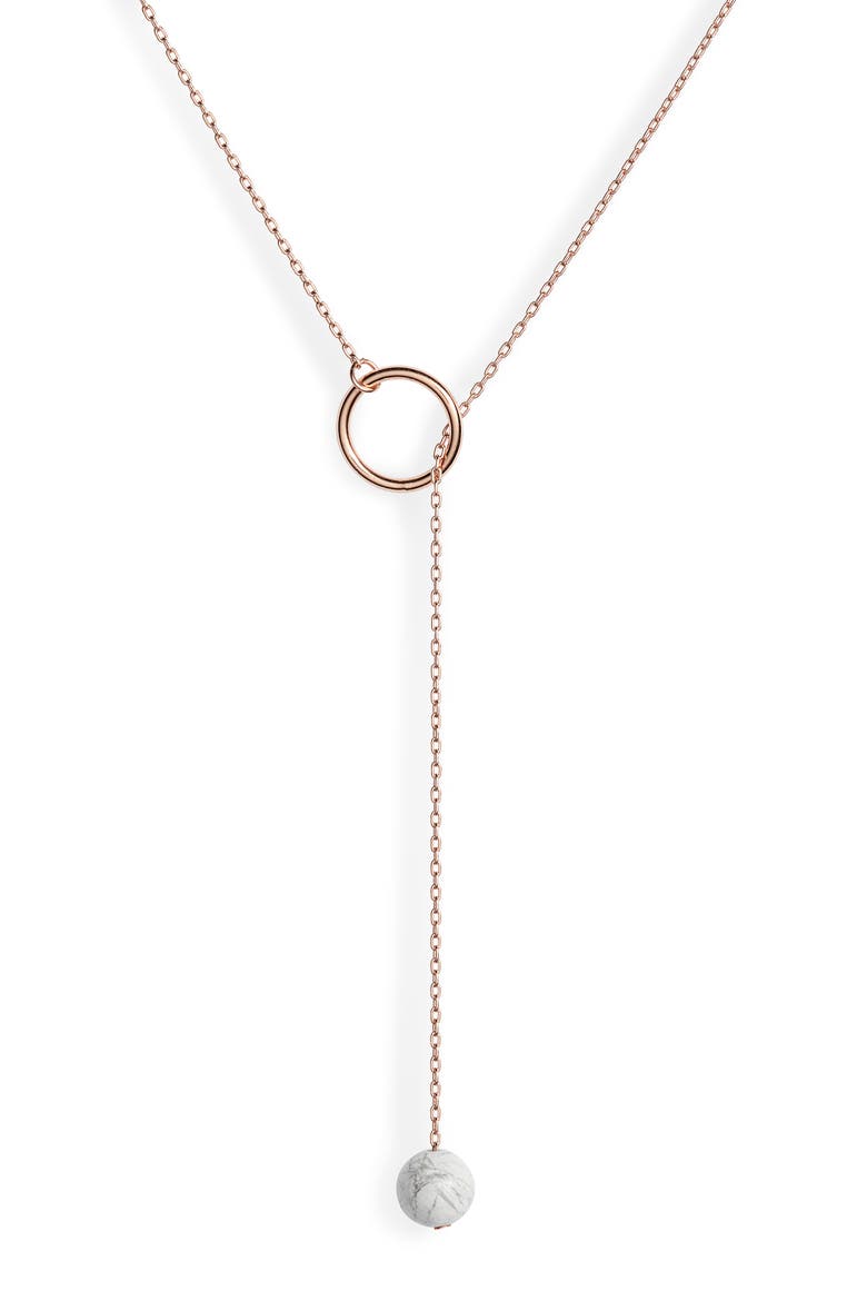 Lariat Necklace, Alternate, color, ROSE GOLD/ WHITE