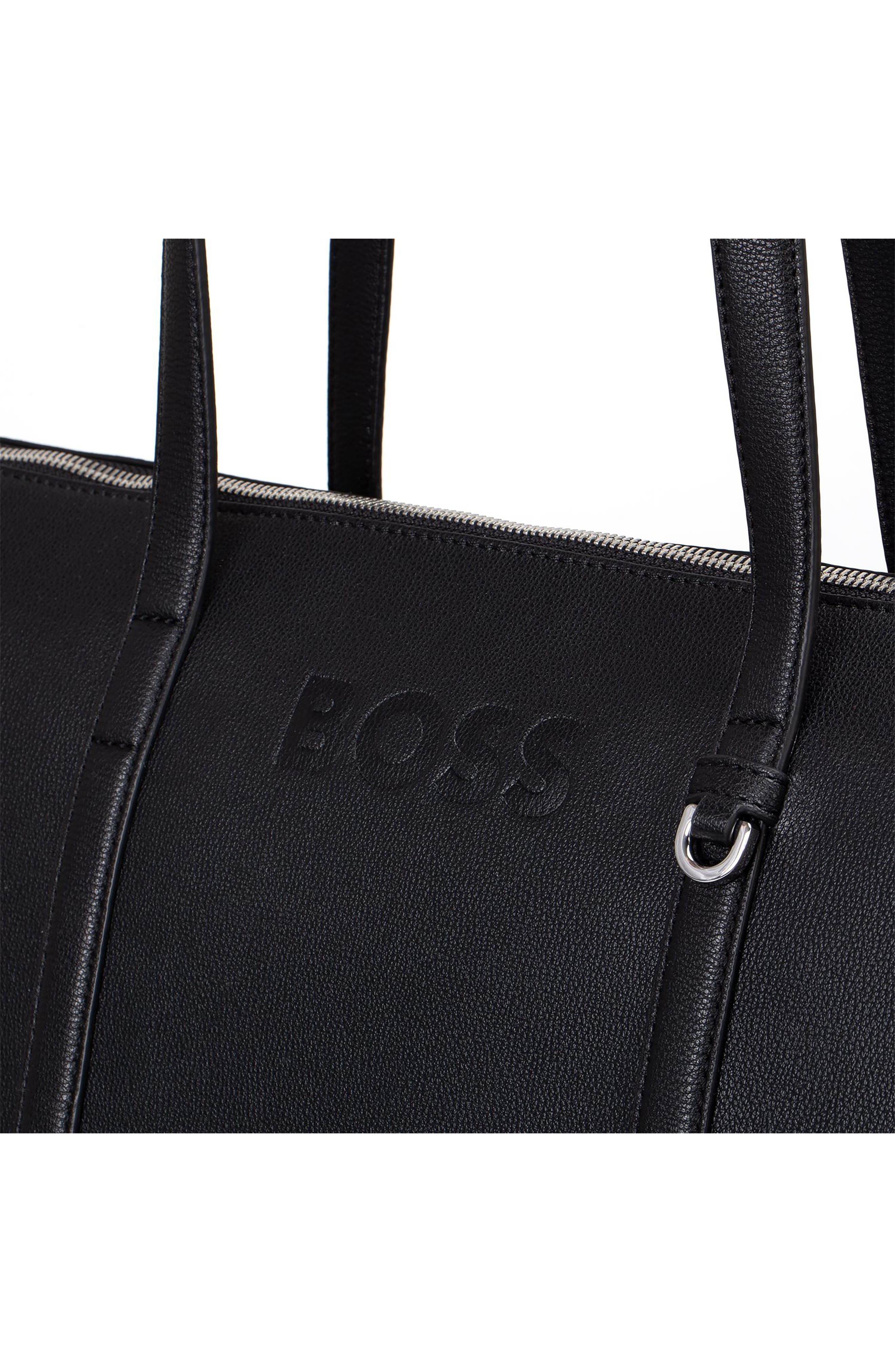 BOSS Addison Faux Leather Tote, Alternate, color, Black