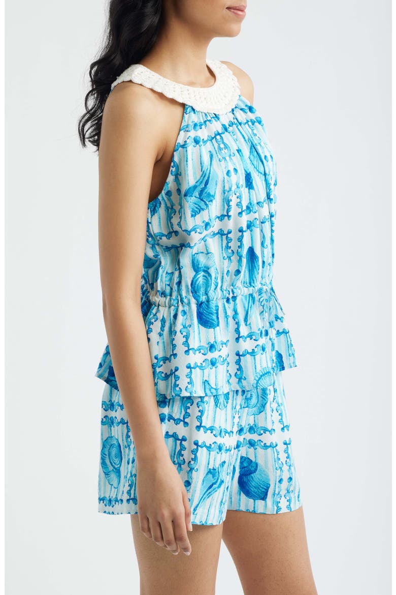 Seashell Print Sleeveless Top, Alternate, color, BLUE MULTI