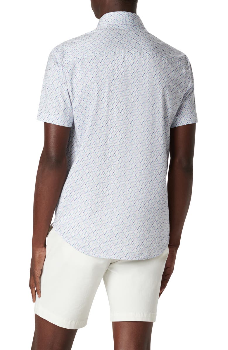 Bugatchi Miles OoohCotton<sup>®</sup> Mixed Dot Short Sleeve Button-Up Shirt, Alternate, color, 