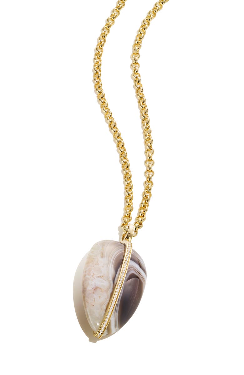 BY PARIAH XL Diamond Pebble Pendant Necklace, Alternate, color, Brown/ White