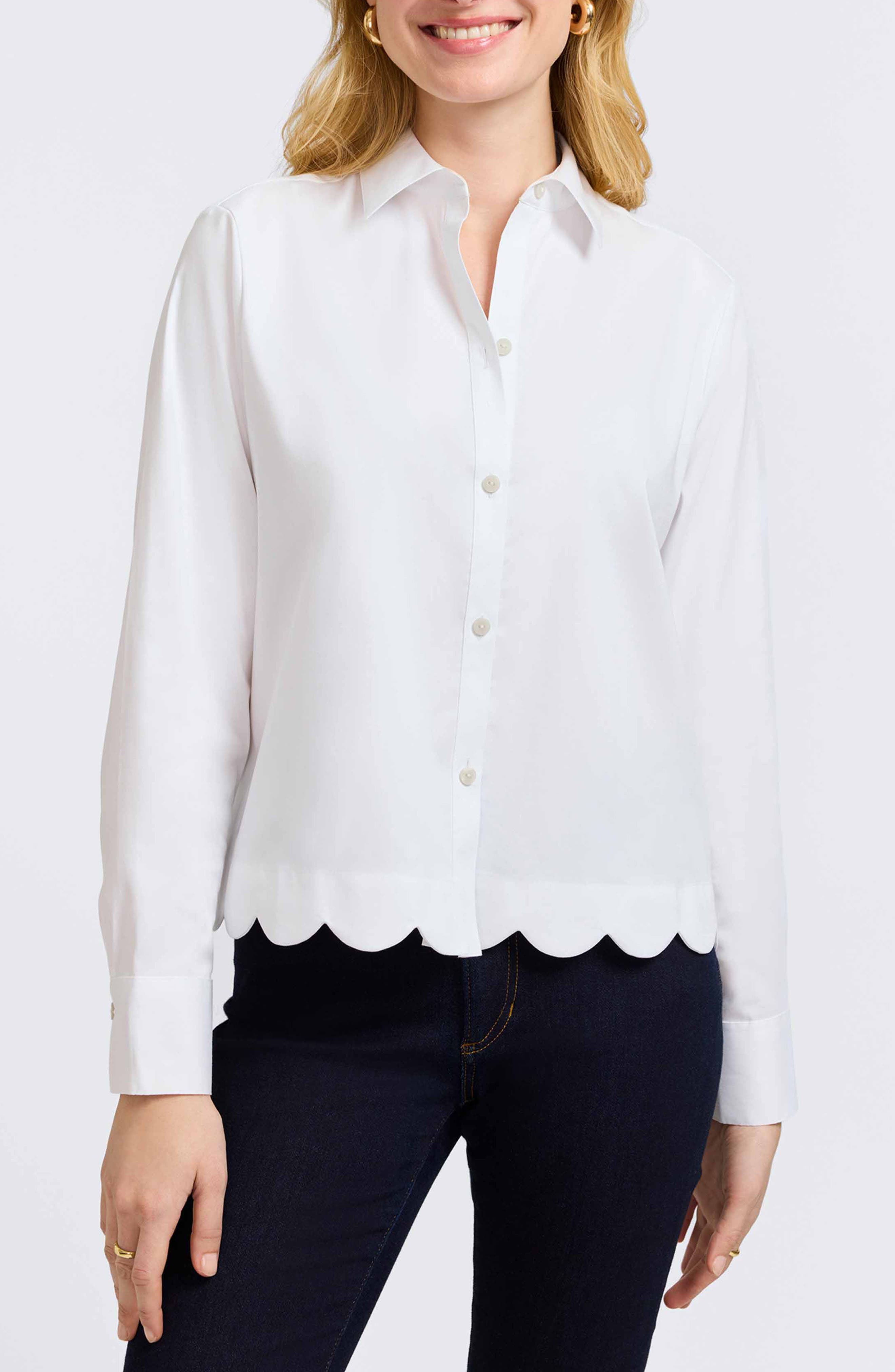 Scarlett Scallop Hem Button-Up Shirt - image 3