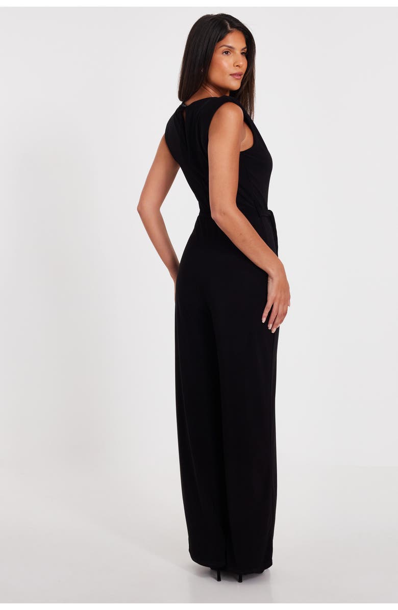 QUIZ ITY Waist Tie Jumpsuit, Alternate, color, Black