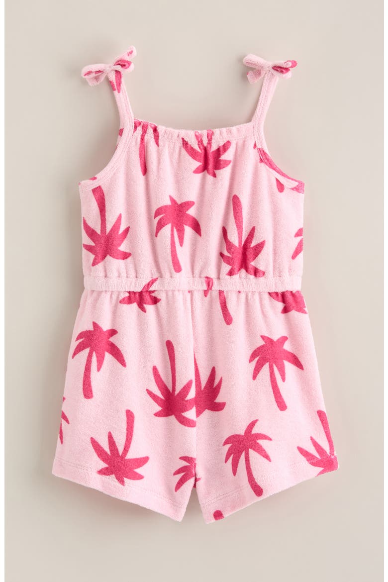 Bow Strap Cotton Terry Shorts ), Alternate, color, PINK OPAL PRINTED PALMS