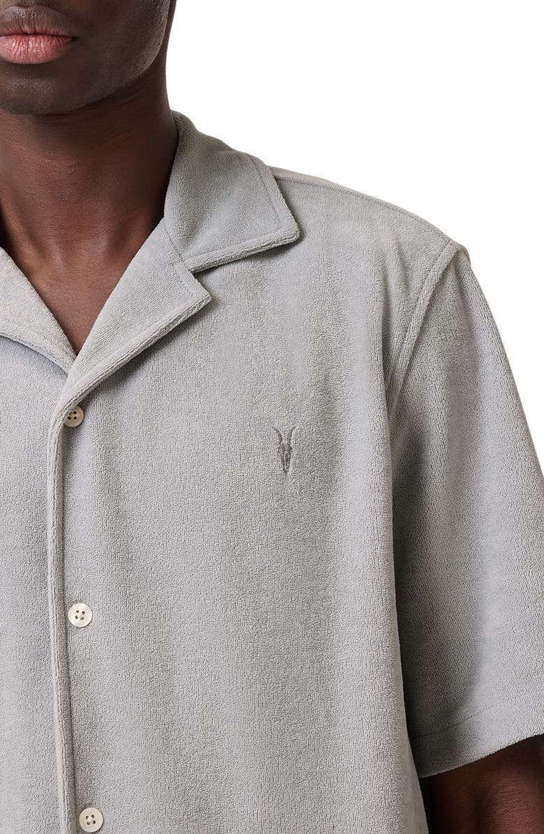 AllSaints Felix Short Sleeve Toweling Camp Shirt, Alternate, color, 