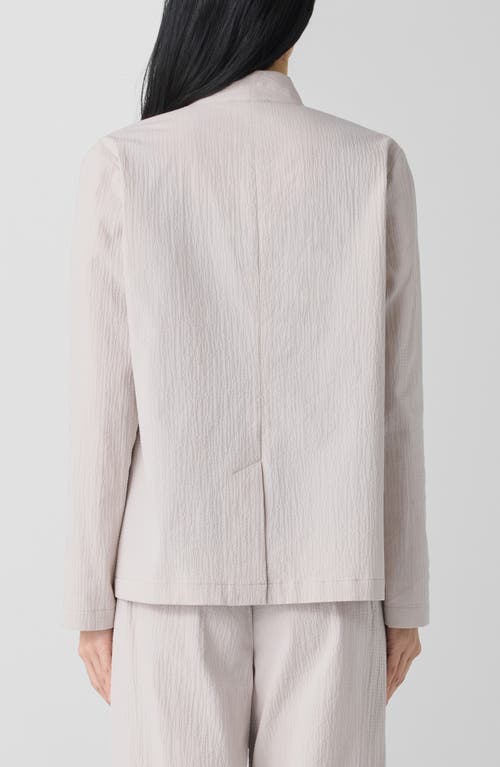 Eileen Fisher Organic Cotton Pucker High Collar Jacket In Gray