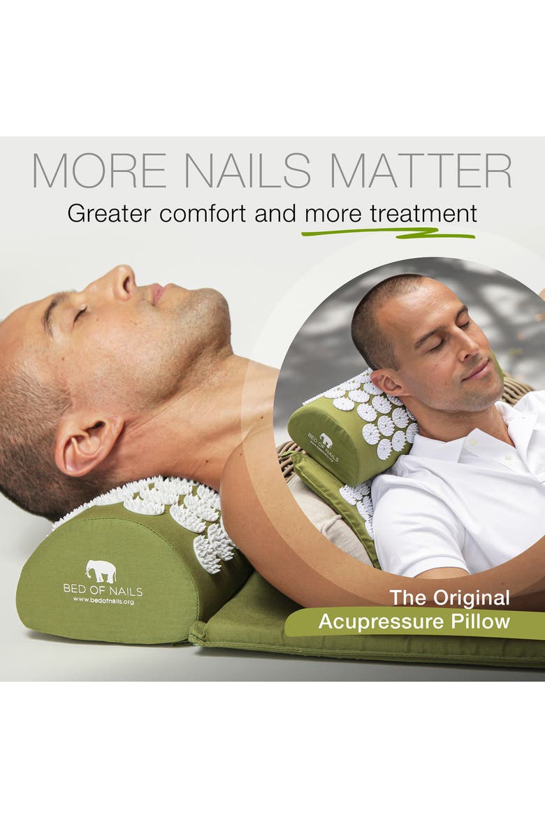 Bon Acupressure Pillow Original Acupressure Design with 2142 Precision Nails, Alternate, color, Green
