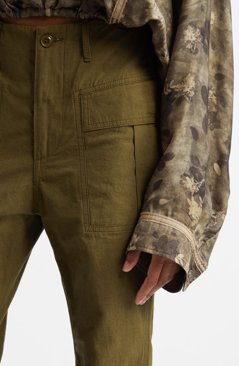 R13 High Rise Cotton & Hemp Flare Leg Pants, Alternate, color, Olive