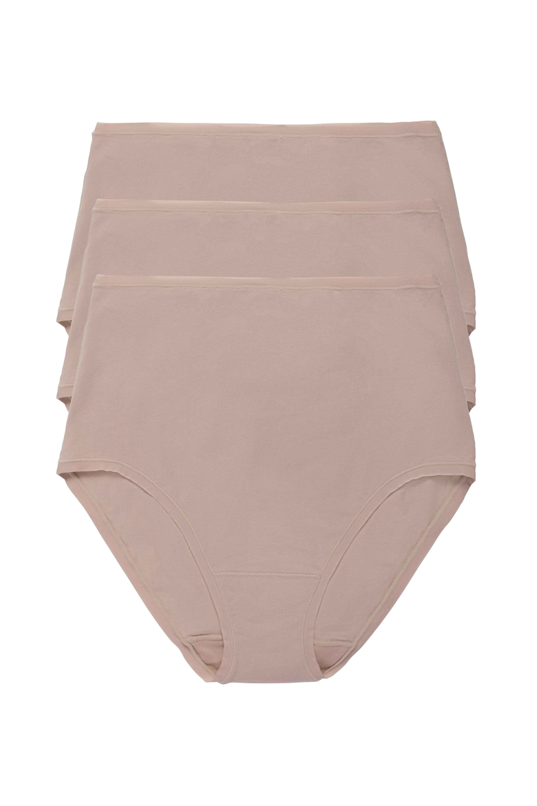 Bliss Bare Cotton High Waist Brief 3-Pack, Main, color, Cafe