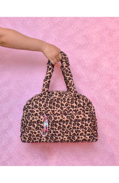 Omg Accessories Leopard Print Scrunch Duffle With Charm In Multi