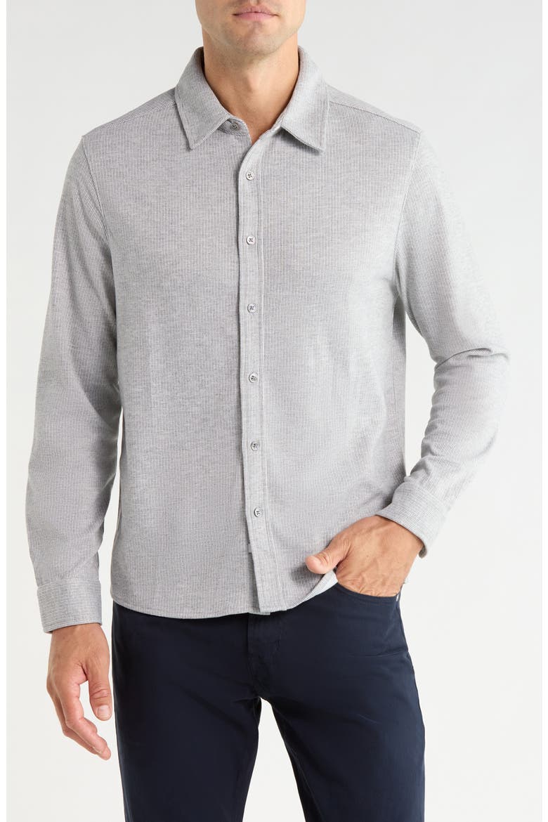 Generation™ Pinstripe Double Knit Button-Up Shirt, Main, color, GREY
