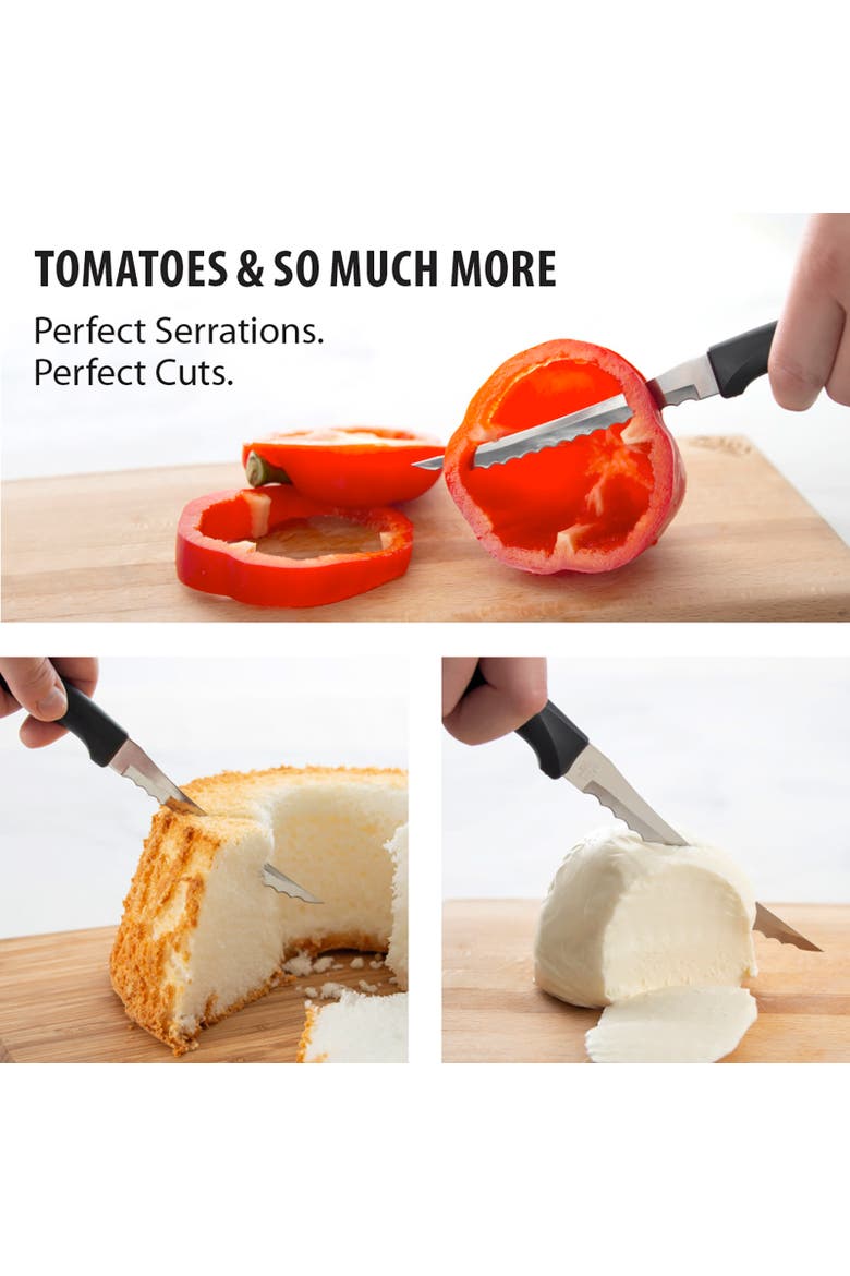 Cutlery 5-Inch Tomato Slicer Serrated Stainless Blade Anthem Wave Handle, Alternate, color, Black