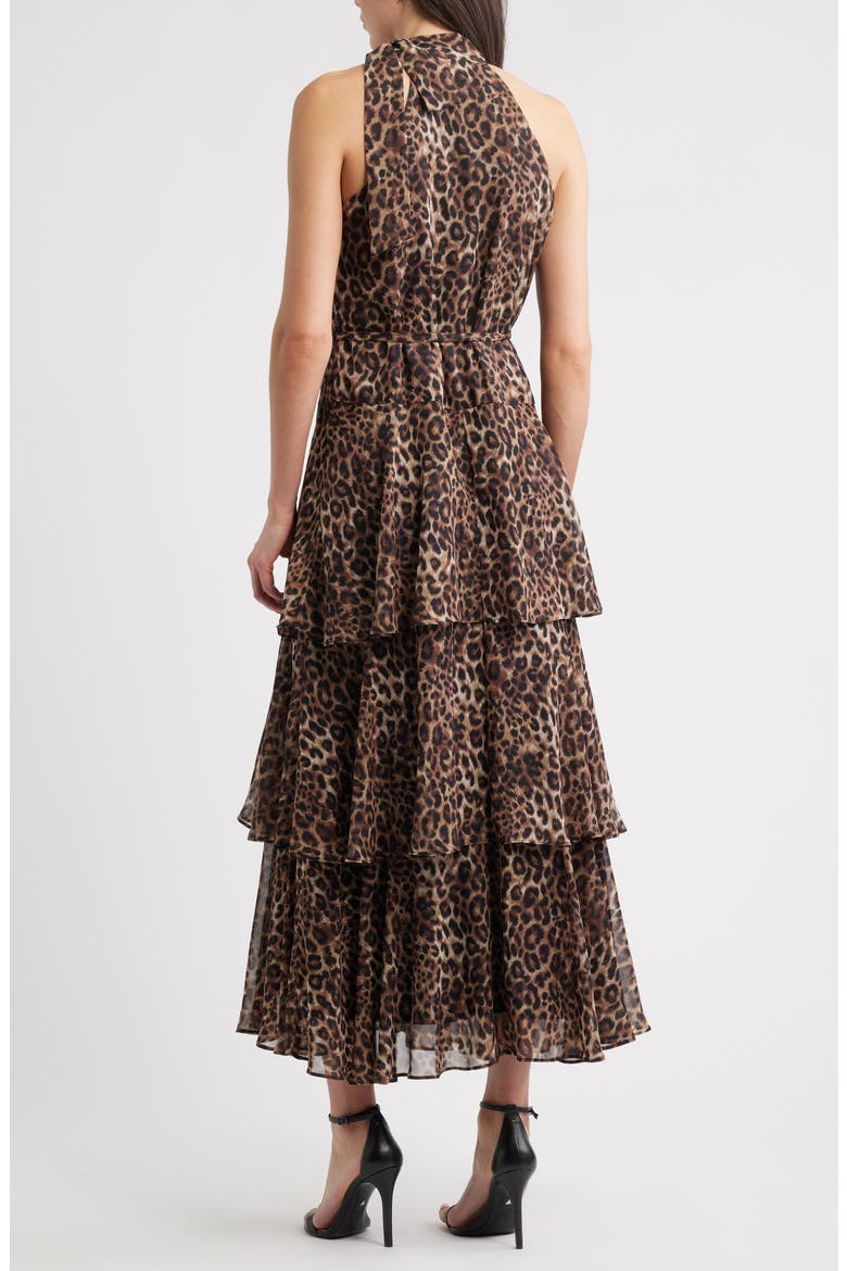 Leopard Print Tiered Maxi Dress, Alternate, color, BROWN BLACK