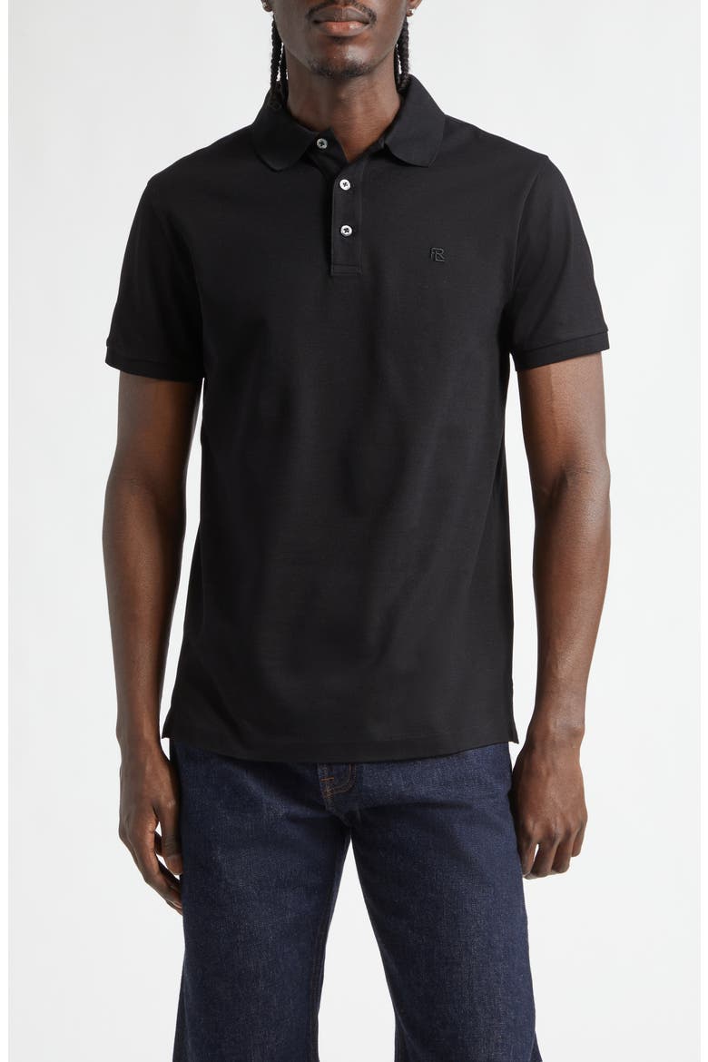 Embroidered Logo Cotton Piqué Polo, Main, color, CLASSIC BLACK