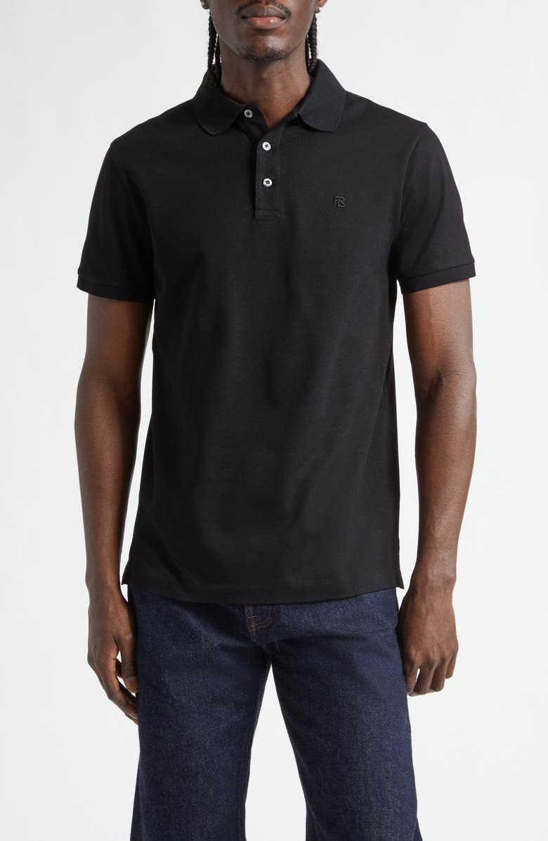 Ralph Lauren Purple Label Embroidered Logo Cotton Piqué Polo, Main, color, Classic Black