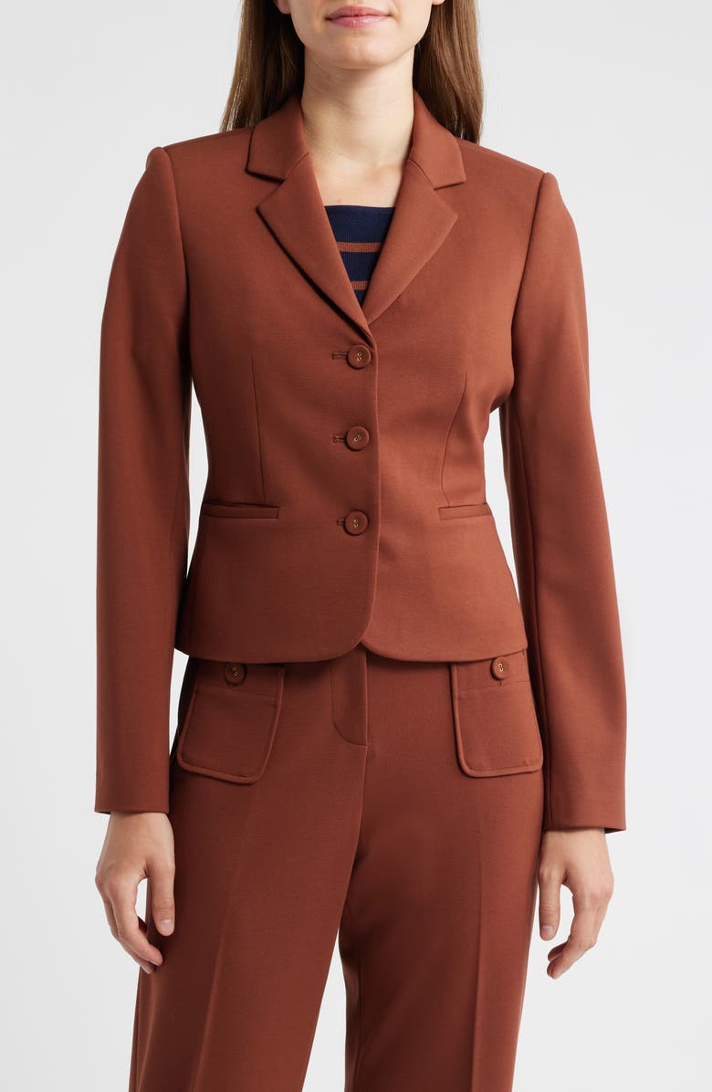 Tahari ASL Three-Button Ponte Blazer, Alternate, color, Tawny