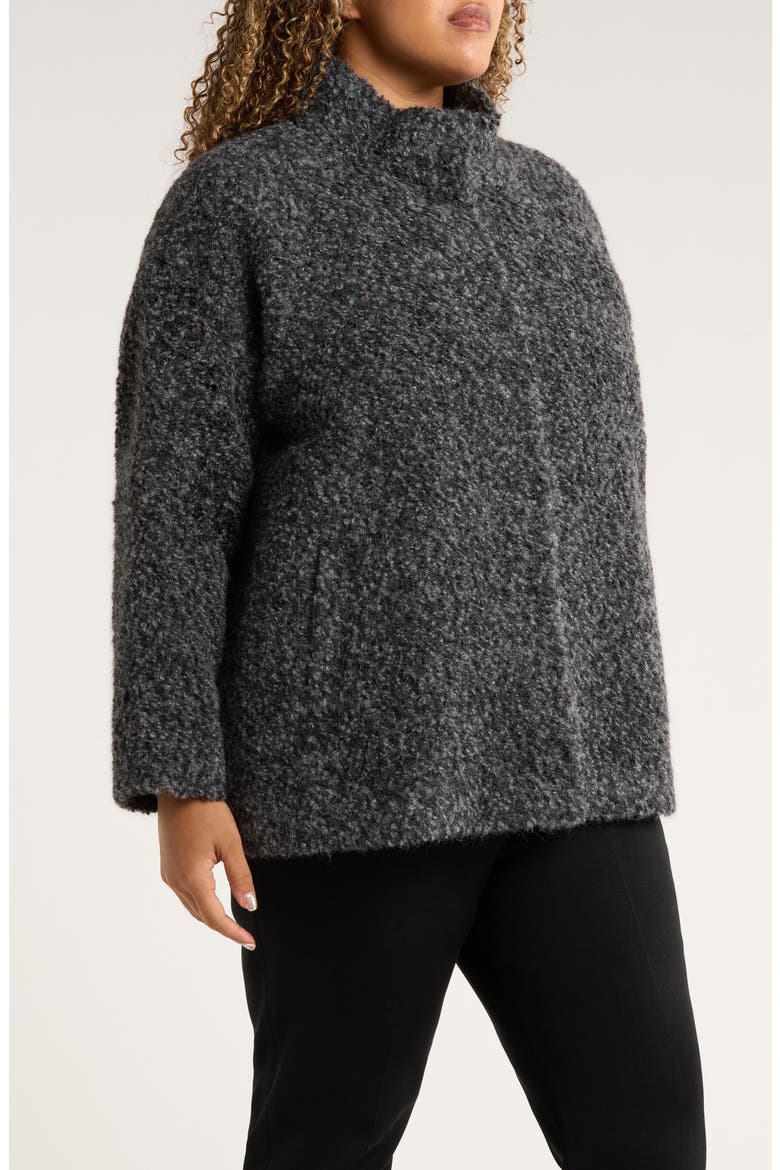 Alpaca & Wool Blend Short Coat, Alternate, color, CHARCOAL ASH