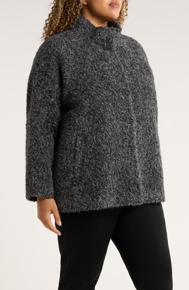 Eileen Fisher Alpaca & Wool Blend Short Coat, Alternate, color, Charcoal Ash
