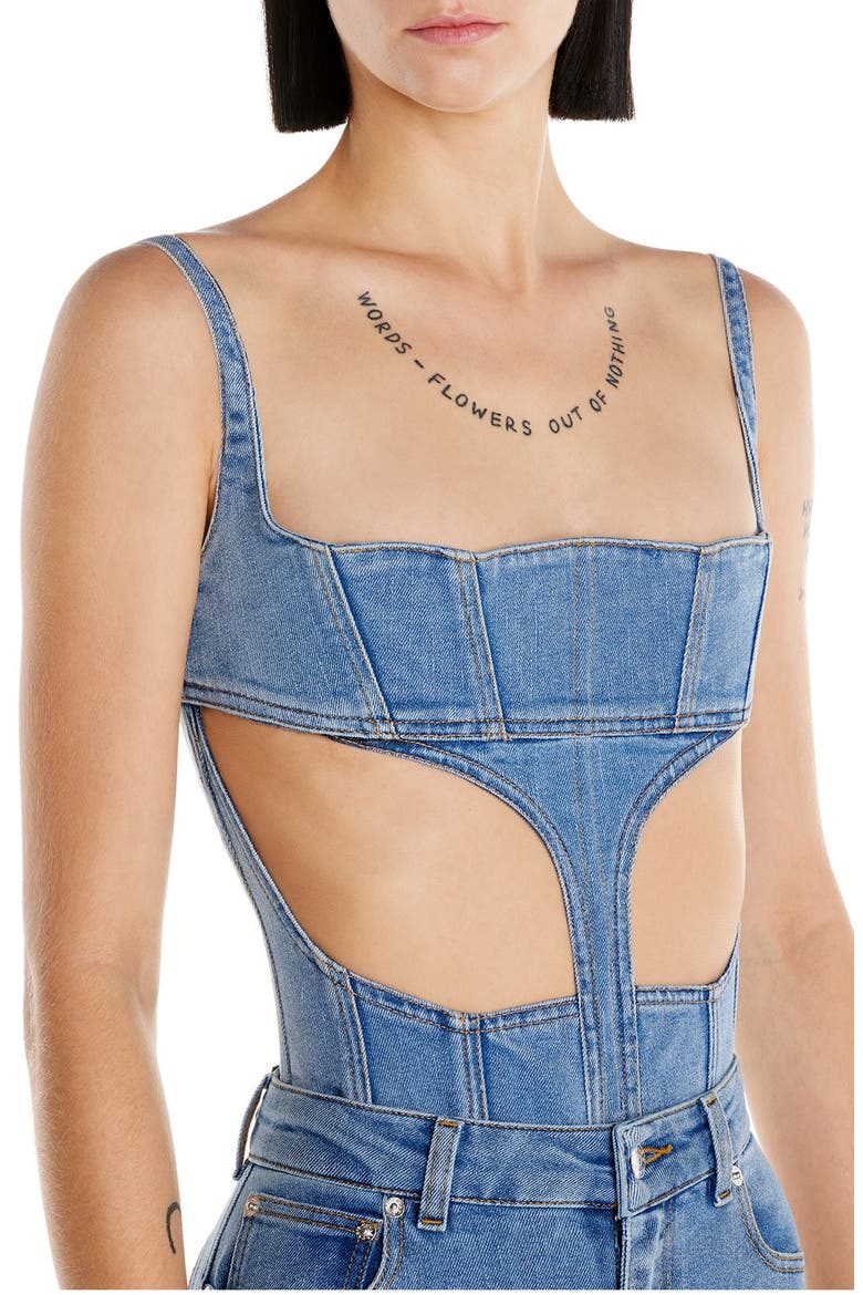 Illusion Cutout Corset Top, Main, color, B6401 MEDIUM BLUE / NUDE 01