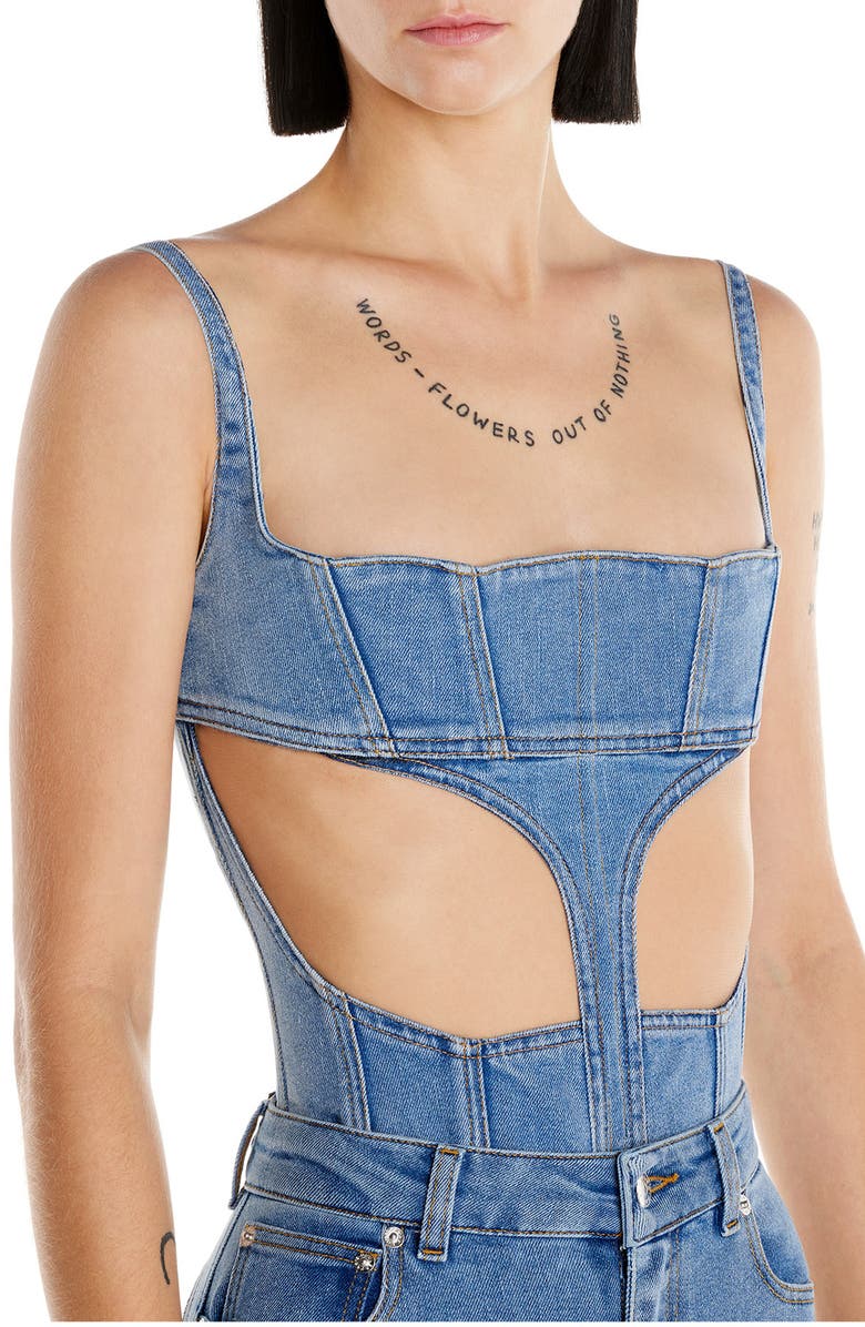 MUGLER Illusion Cutout Corset Top, Main, color, 