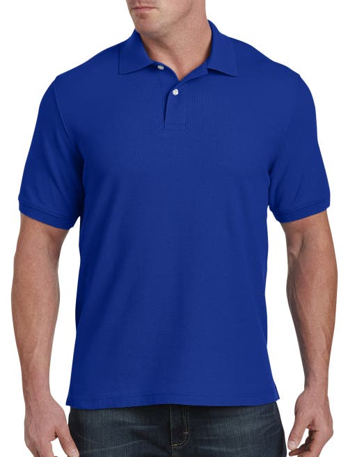 Harbor Bay By Dxl Big & Tall Piqué Polo Shirt In Bijou Blue Heather