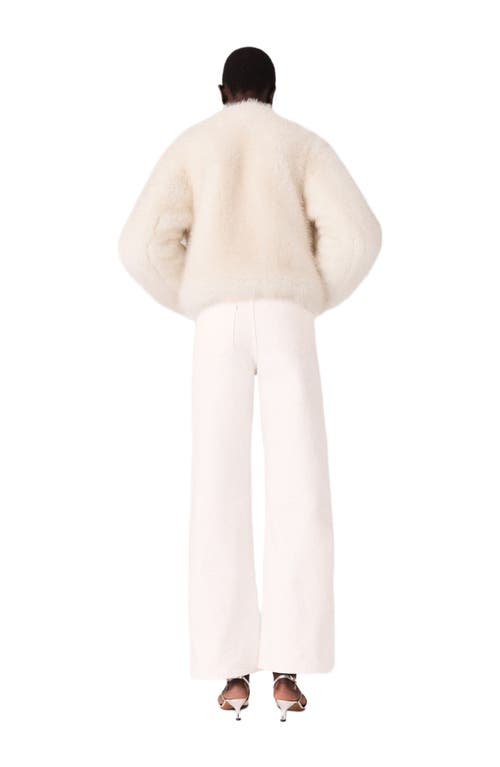 Maje Short Faux Fur Jacket In White
