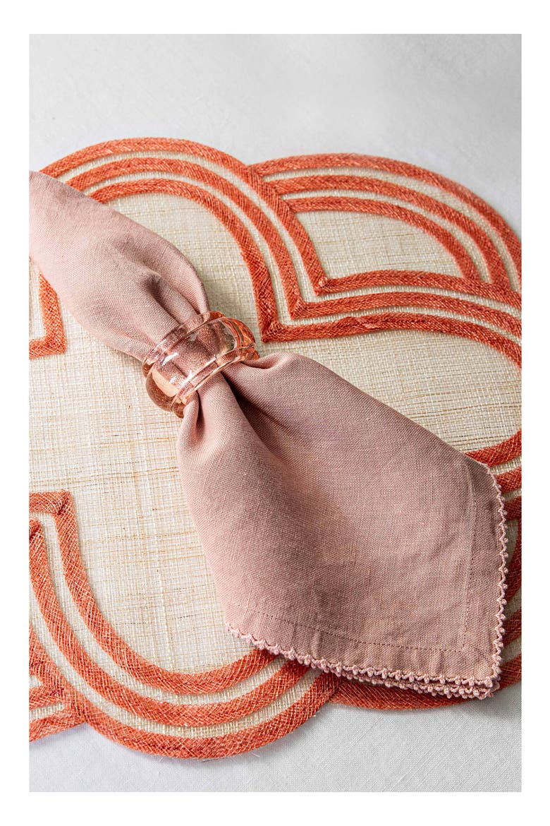 Set of 4 Berry Scallop Linen Napkins, Alternate, color, PINK