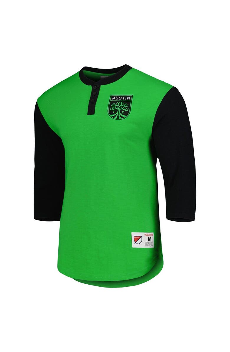 Mitchell & Ness Men's Mitchell & Ness Green Austin FC Legendary Henley Long Sleeve T-Shirt, Alternate, color, 