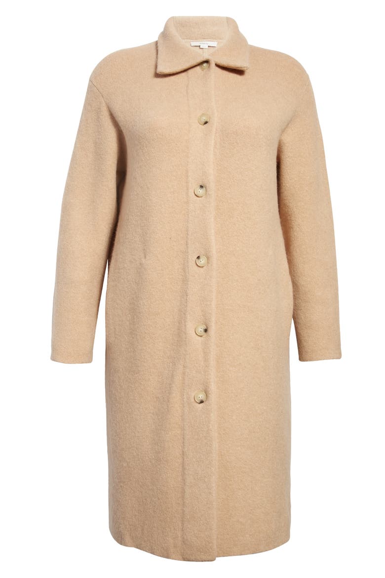 Collared Cardigan Sweater Coat, Alternate, color, LT BRITTLE