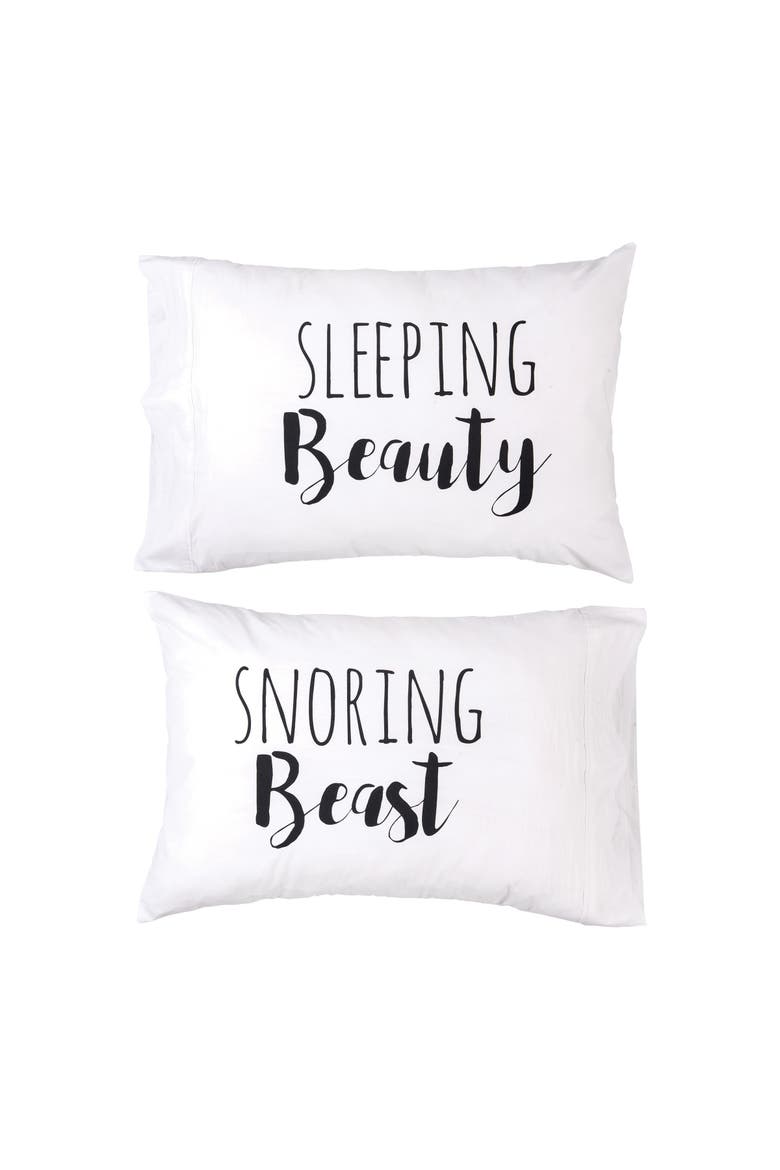 20" x 20" Beauty and Beast Pillowcase Set, Main, color, White