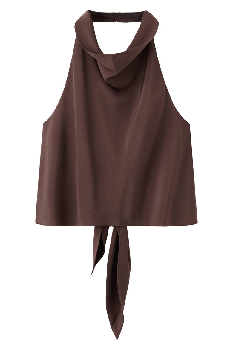 Drape Halter Crop Top, Main, color, BROWN