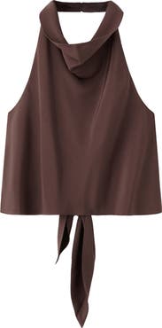 MANGO Drape Halter Crop Top