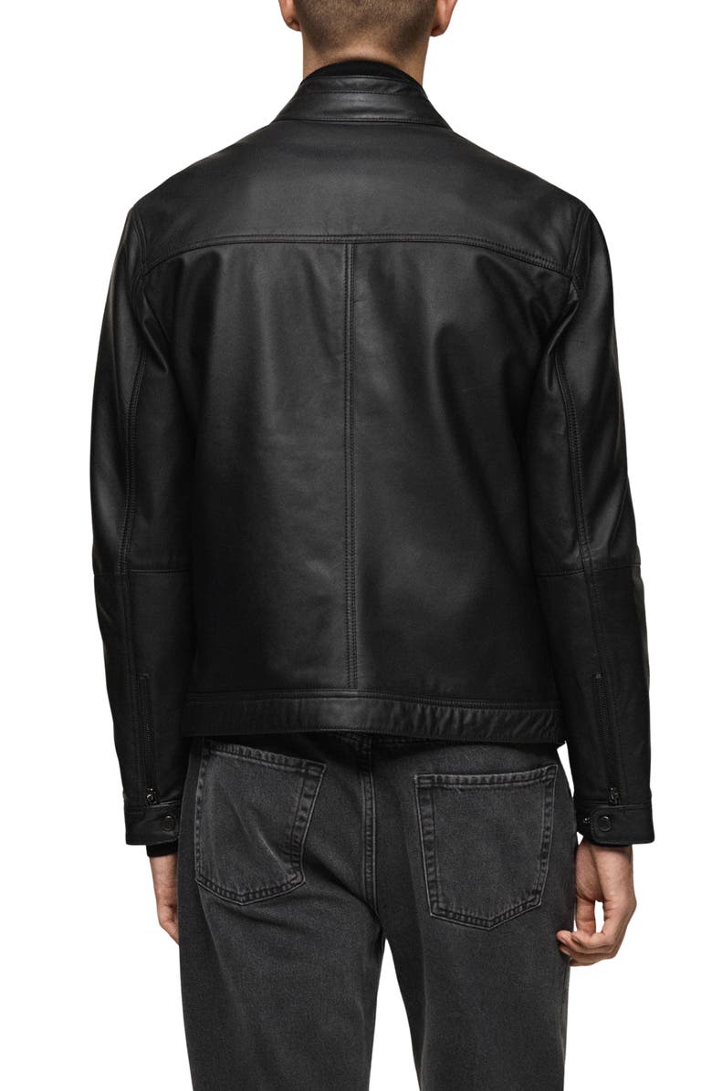 MANGO Leather Biker Jacket, Alternate, color, 