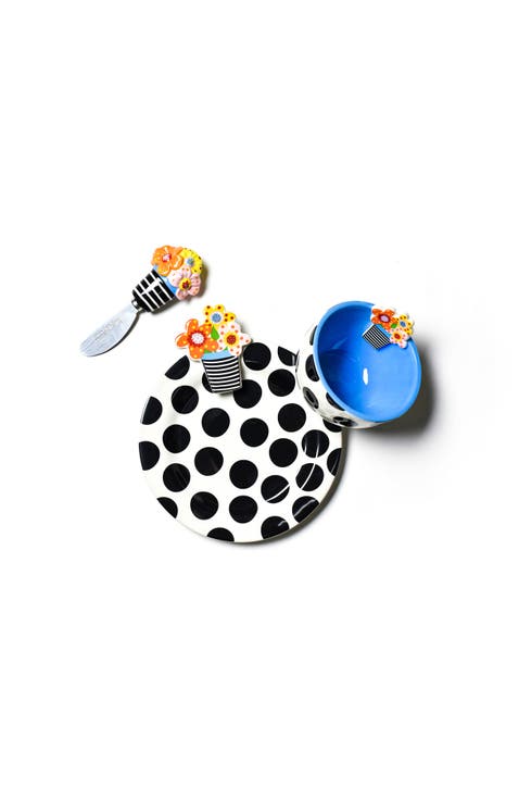 Flowers Embellishment Plate Bowl and Spreader Set